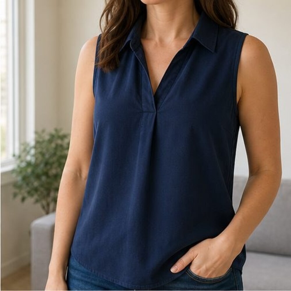 Navy Smocked Top - Picture 2 of 6
